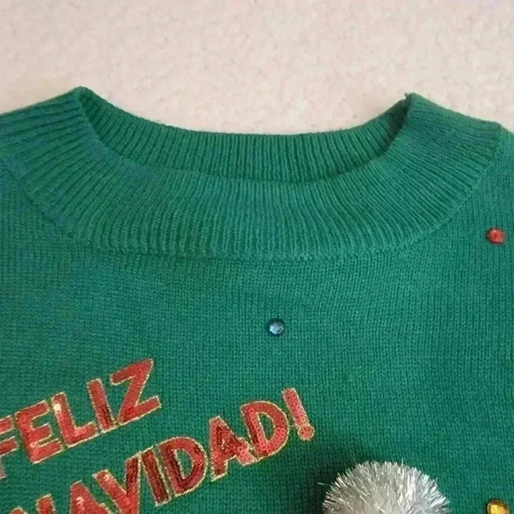 Holiday Time Christmas Sweater Womens XXL 20 Feliz Navidad Southwest Santa - Picture 6 of 16